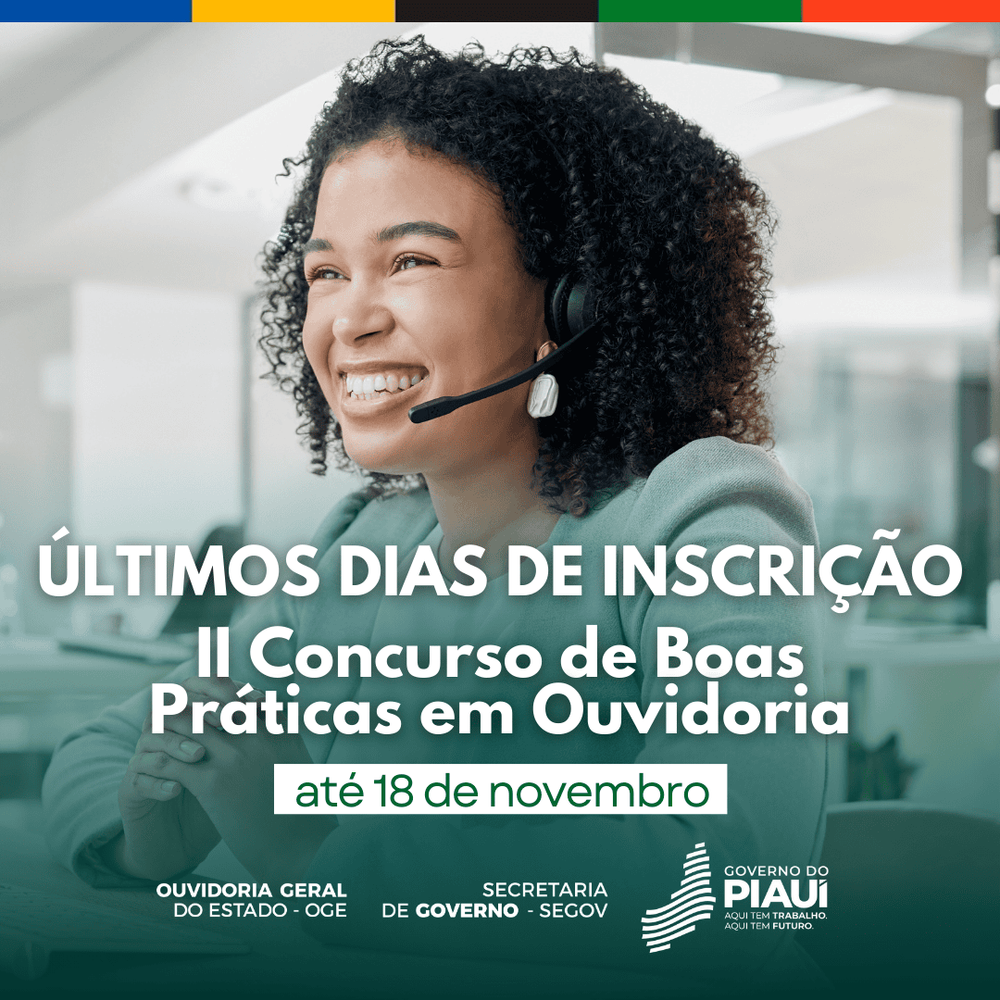 Inscrições para o II Concurso de Boas Práticas em Ouvidoria da OGE-PI encerram dia 18 de novembro